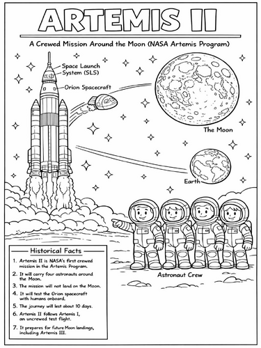 Artemis II coloring picture