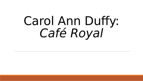 KS5 Cafe Royal by Carol Ann Duffy