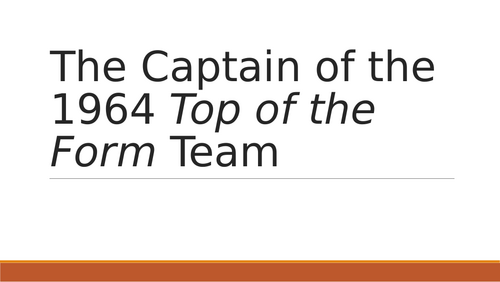 KS5 Captain of the 1964 Top of the Form Team by Duffy