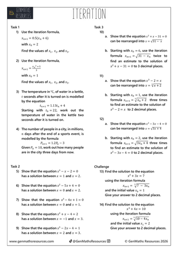 Iteration - Maths GCSE Higher Worksheet