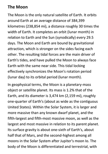 The Moon Handout