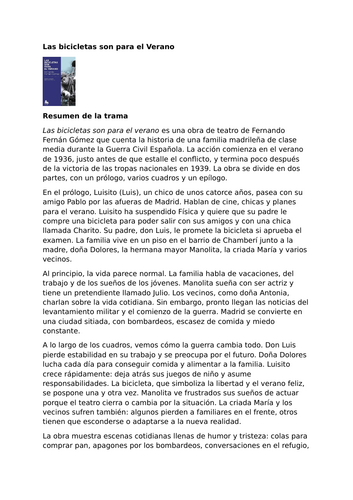 Las bicicletas son para el verano – Fernando Fernán Gómez - Summary