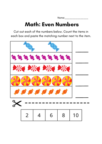 Odd and Even Numbers to 10 - Count, Cut and paste