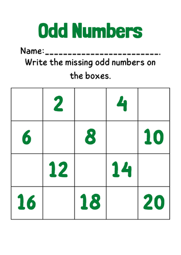 Odd and Even Numbers to 20 _ Write Odd or Even Numbers