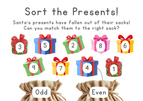 Odd and Even Numbers (Number within 10) - Christmas theme