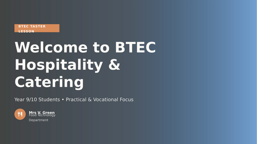 Welcome to BTEC Hospitality & Catering