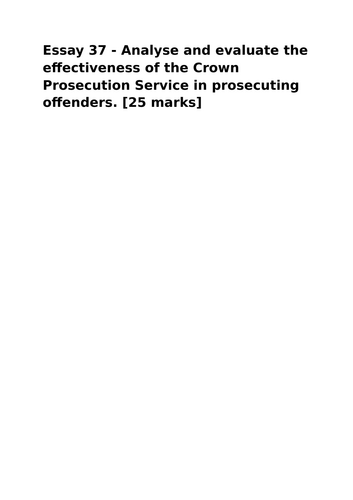 A-Level Law: 2021 CPS Evaluation Plan + Model - Eduqas Criminal Law