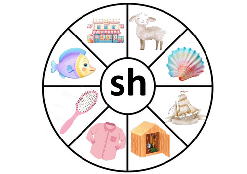 sh digraph sound word wheel