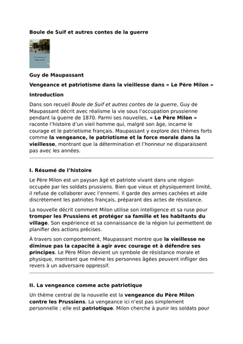 Boule de Suif et autres contes de la guerre – Guy de Maupassant - “Le Père Milon”