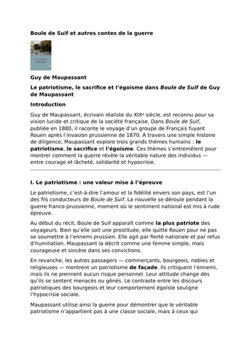 Boule de Suif  – Guy de Maupassant – Patriotism, Sacrifice and Selfishness