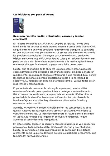 Las bicicletas son para el verano  – Difficulties, Scarcity and Emotional Tension