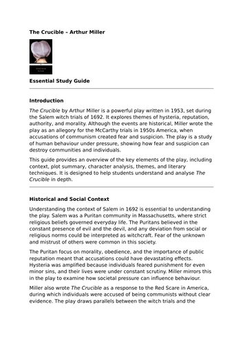 The Crucible by Arthur Miller – Essential Study Guide