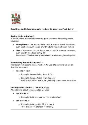 Greetings and Introductions in Italian: ‘Io sono’ and ‘Lui, Lei è’