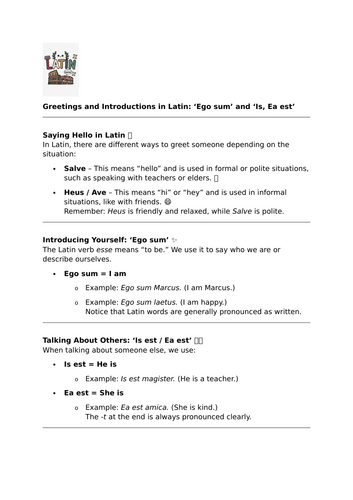 Greetings and Introductions in Latin – ‘Ego sum’ and ‘Is, Ea est’