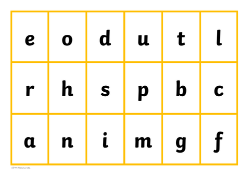 Phonics bingo cards - groups 1 - 3