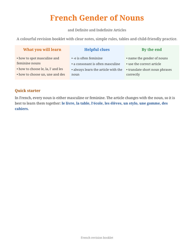 FRENCH GENDER OF NOUNS