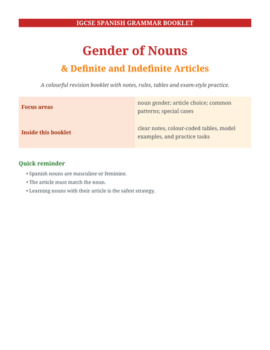 SPANISH GENDER OF NOUNS