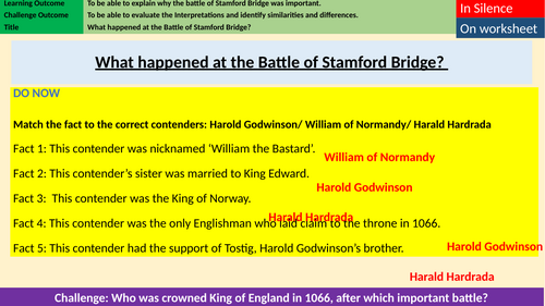 3. Battle of Stamford Bridge - The Norman Conquest - KS3 History Lesson Plan