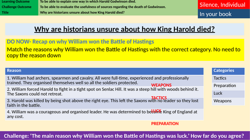 5. Why Did Harold Die? - The Norman Conquest - KS3 History Lesson Plan