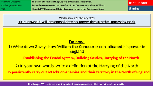 10. The Domesday Book – The Norman Conquest - KS3 History Lesson Plan