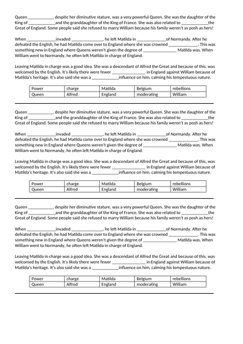11. How did Matilda help William consolidate his power - Norman Conquest - KS3 History Lesson Plan