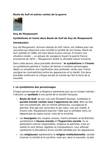 Boule de Suif et autres contes de la guerre – Guy de Maupassant - Symbolism and Irony