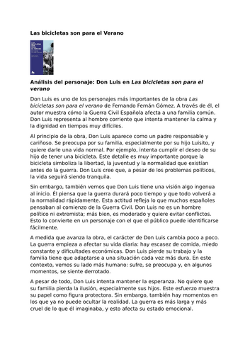 Las bicicletas son para el verano – Fernando Fernán Gómez - Characters: Don Luis