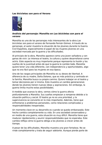 Las bicicletas son para el verano – Fernando Fernán Gómez - Characters: Manolita