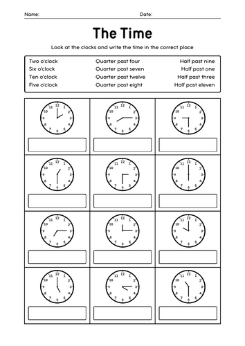 Tell the time Worksheet