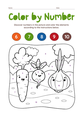 Colour by Numbers - Fruits and Caterpillar theme