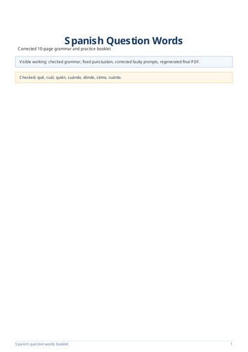 SPANISH QUESTION WORDS