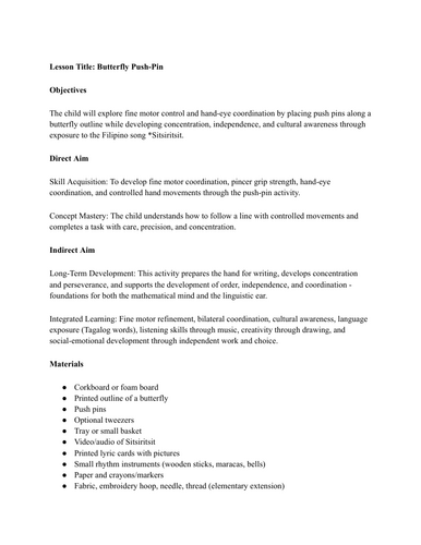 Montessori Lesson Plans