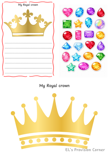 Royal crown writing- cut and stick- continuous provision