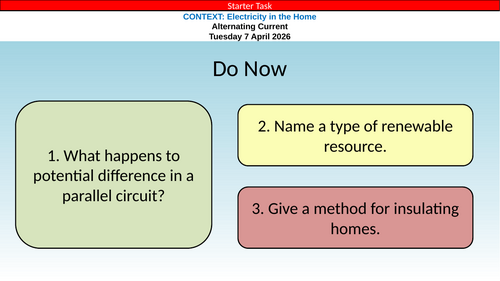 AQA GCSE Physics Electricity in the Home