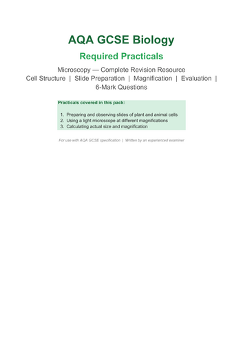 AQA GCSE Biology Required Practical- Microscopy