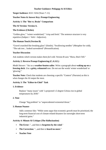 AI Literacy & Prompt Engineering Masterclass: KS3/KS4 English (C.A.S.E. Framework)