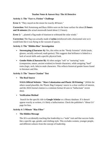 The AI Detective: Hunting Hallucinations & Identifying Algorithmic Bias (KS3/KS4)