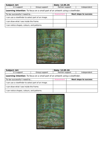 Year 2 Art - Viewfinder Art lesson