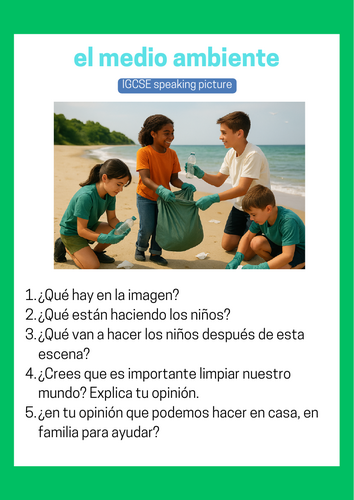 el medio ambiente IGCSE example photo card
