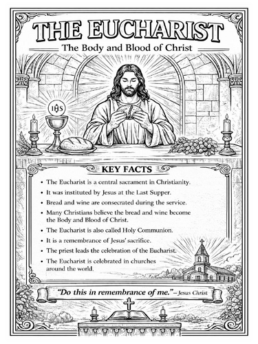 The Eucharist coloring poster