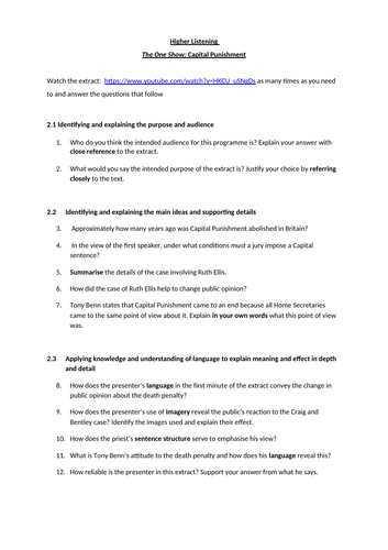 National 6 Listening: Capital Punishment