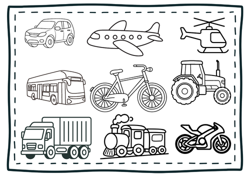 Transport Colour the Vehicle EYFS - Colouring Activity for Fine Motor Skills and Early Learning