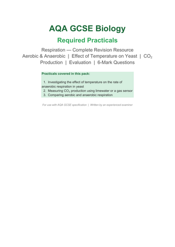 AQA GCSE Biology Required Practical- Respiration