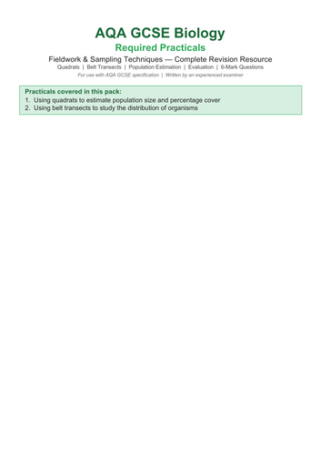 AQA GCSE Biology Required Practical- Fieldwork
