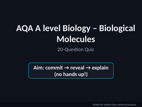 AQA A Level Biology Biological Molecules Revision Quiz