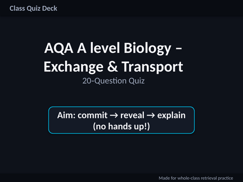 AQA A‑Level Biology: Exchange & Transport – 20 MCQ Retrieval Quiz with Answers