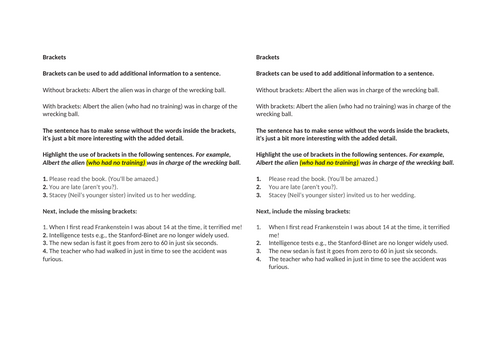 Brackets Worksheet