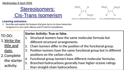 S3.2 Stereoisomers: Cis-Trans Isomerism, HL (IBDP Chemistry)