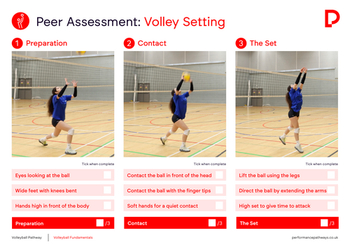 Volleyball Peer Assessment Cards
