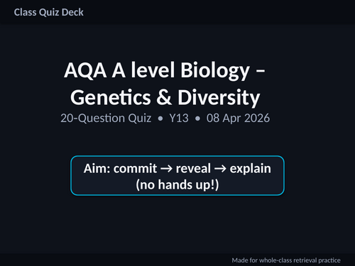 AQA A‑Level Biology Genetics & Diversity – 20‑Question Retrieval Quiz